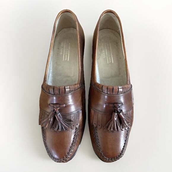Johnston & Murphy Domani Loafers 10N Narrow Leather Brown Tassel Italy - Picture 3 of 7